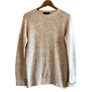 Topshop Tall Angora Goat Hair Knitted Knit Cozy Long Sleeve Sweater Shirt Grey